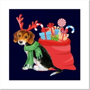 Christmas Beagle Posters and Art